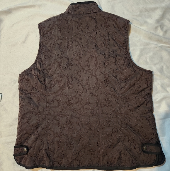 Eddie Bauer Premium Goose Down Quilted Vest Brown Zip Front Size M - Picture 11 of 11